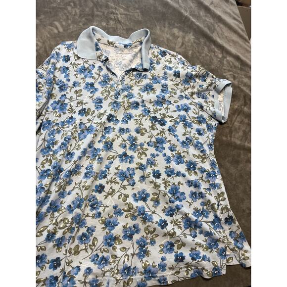 Woman‎ Within Shirt Blue Floral Polo Flower 1X 22/24 - Picture 1 of 5